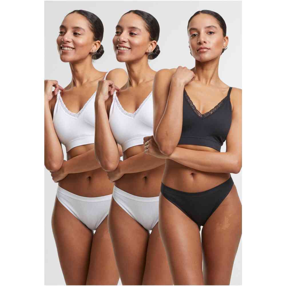 Urban Classics - Rip Slip 3Pack Slip set - Wit/Zwart